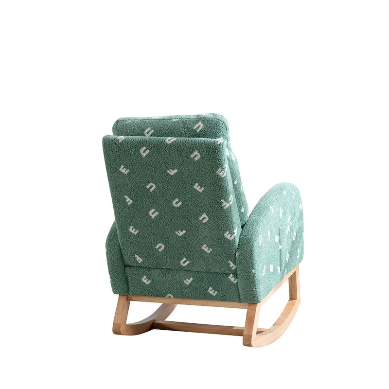 Fauteuil à bascule haut dossier rembourré vert 26,8 avec pochette latérale