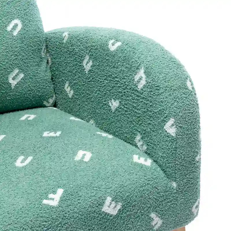 Fauteuil à bascule haut dossier rembourré vert 26,8 avec pochette latérale