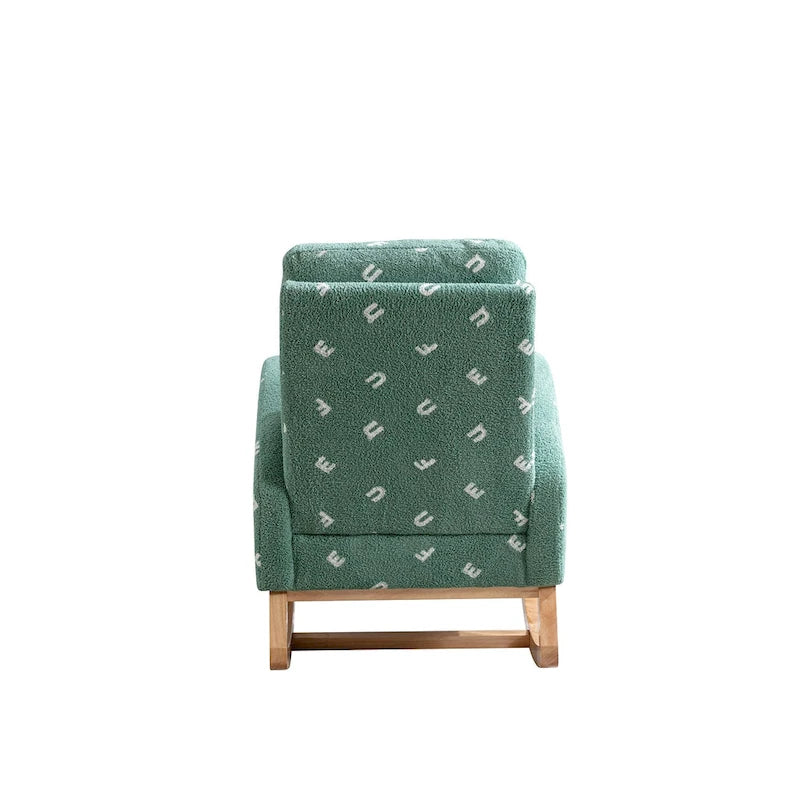 Fauteuil à bascule haut dossier rembourré vert 26,8 avec pochette latérale