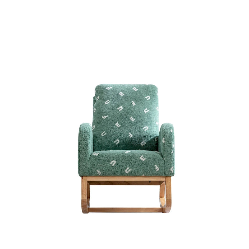 Fauteuil à bascule haut dossier rembourré vert 26,8 avec pochette latérale