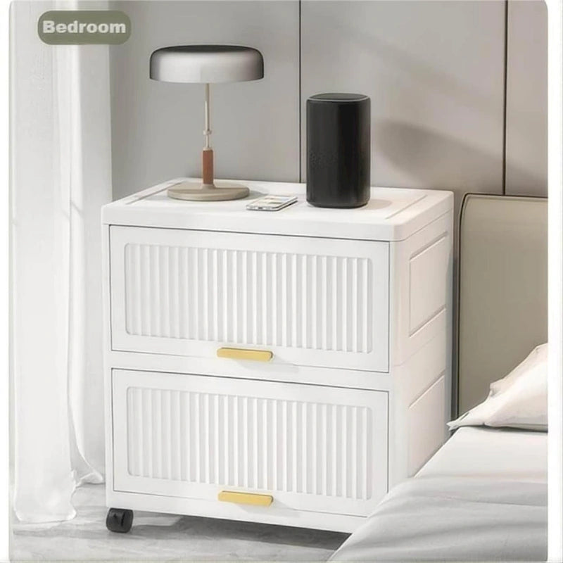 Meuble de cuisine, boîte de rangement à ouverture basculante avec roulettes, meuble de rangement mobile, étagère de cuisine, boîte de rangement mobile - Blanc
