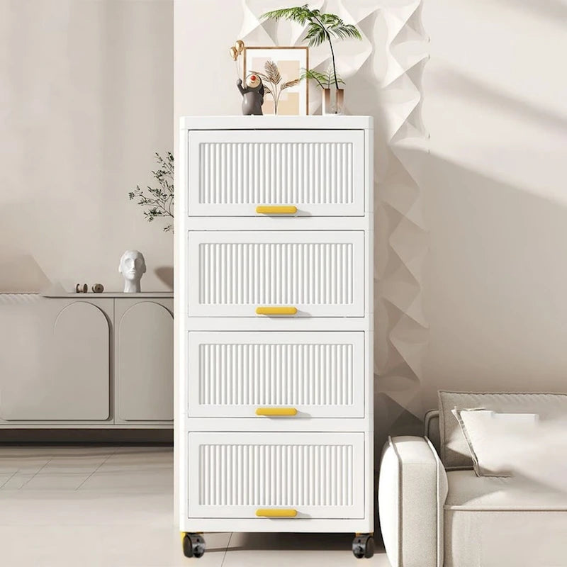 Meuble de cuisine, boîte de rangement à ouverture basculante avec roulettes, meuble de rangement mobile, étagère de cuisine, boîte de rangement mobile - Blanc