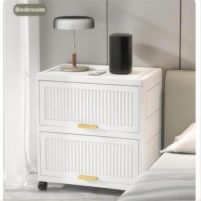 Meuble de cuisine, boîte de rangement à ouverture basculante avec roulettes, meuble de rangement mobile, étagère de cuisine, boîte de rangement mobile - Blanc