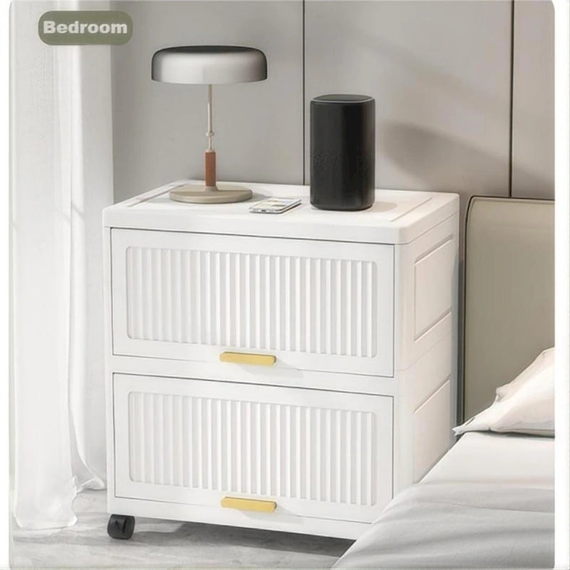 Meuble de cuisine, boîte de rangement à ouverture basculante avec roulettes, meuble de rangement mobile, étagère de cuisine, boîte de rangement mobile - Blanc