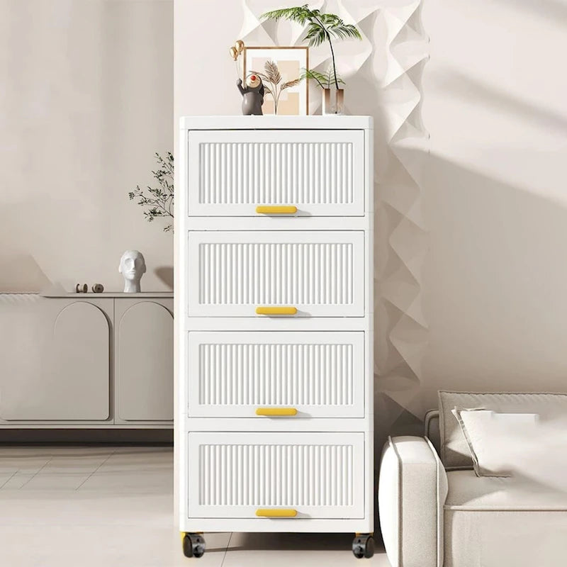 Meuble de cuisine, boîte de rangement à ouverture basculante avec roulettes, meuble de rangement mobile, étagère de cuisine, boîte de rangement mobile - Blanc