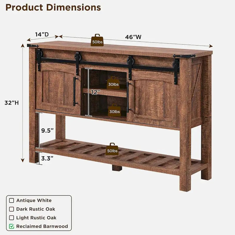 Console d'entrée de ferme, Console rustique, Console de canapé en bois