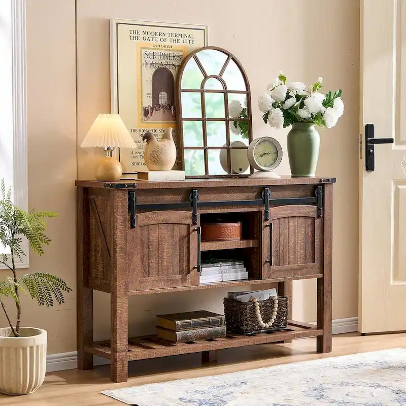 Console d'entrée de ferme, Console rustique, Console de canapé en bois