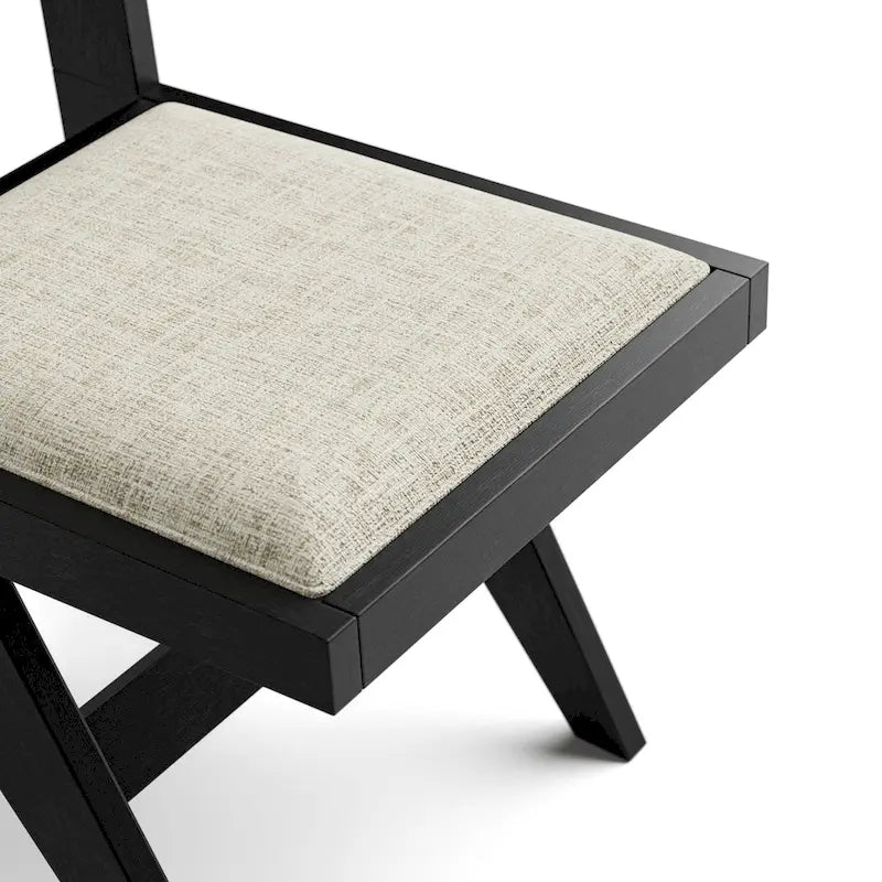 Ensemble de salle à manger rond 5 pièces Evrena Modern en bois massif noir de 122 cm