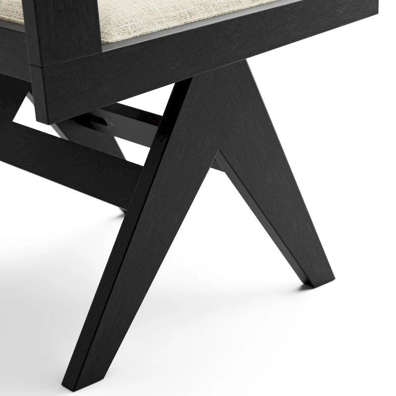 Ensemble de salle à manger rond 5 pièces Evrena Modern en bois massif noir de 122 cm
