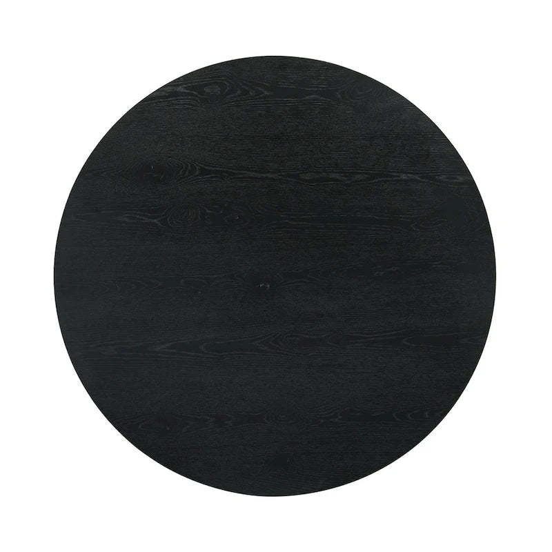 Ensemble de salle à manger rond 5 pièces Evrena Modern en bois massif noir de 122 cm