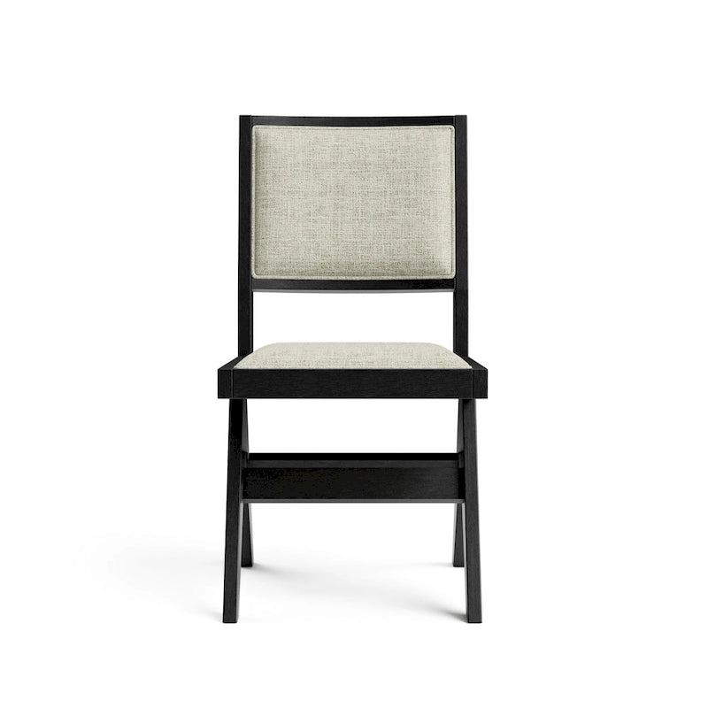 Ensemble de salle à manger rond 5 pièces Evrena Modern en bois massif noir de 122 cm