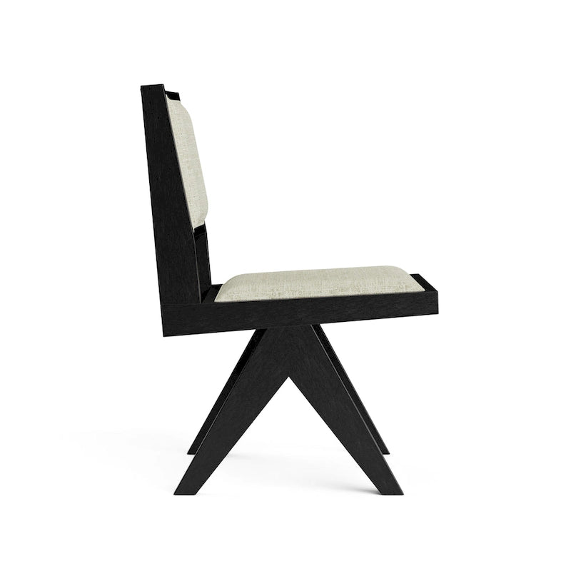 Ensemble de salle à manger rond 5 pièces Evrena Modern en bois massif noir de 122 cm