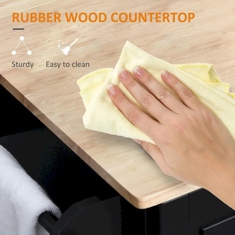 Îlot de cuisine mobile avec abattants (tabouret non inclus)