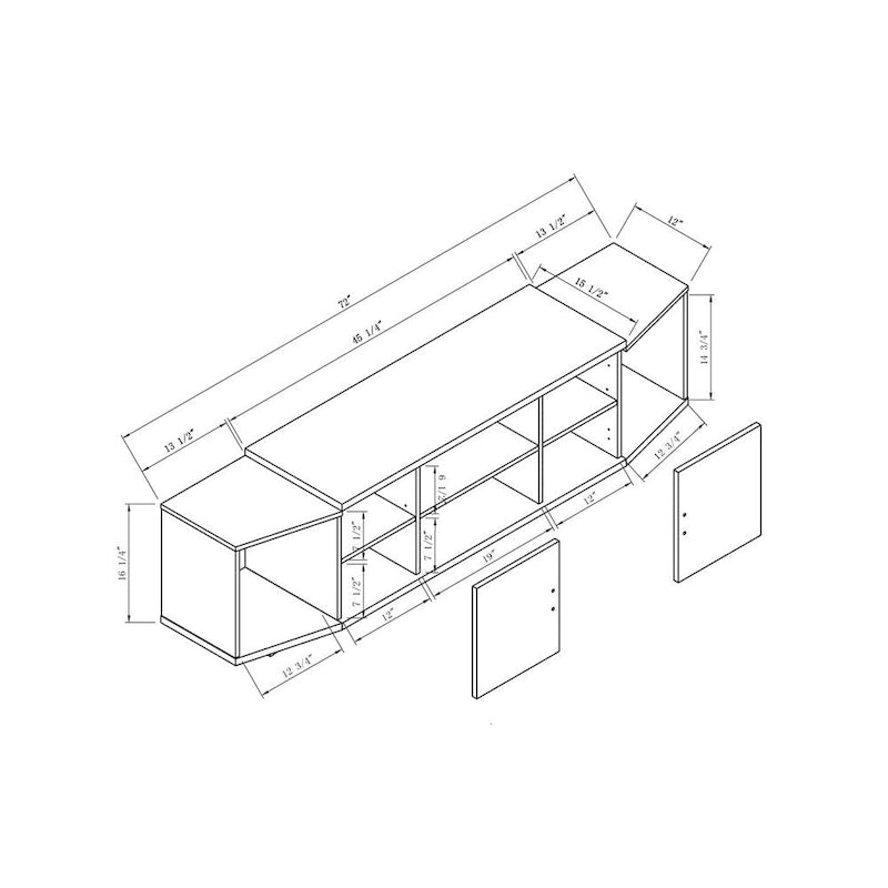 Meuble TV de rangement multifonctionnel Rasa Contemporary de 72 pouces par