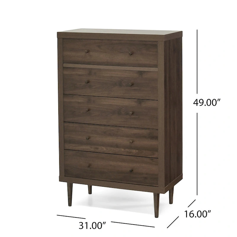 Commode à 5 tiroirs Nystrom Mid-Century Modern par
