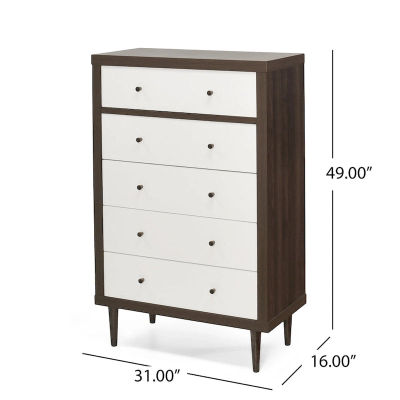 Commode à 5 tiroirs Nystrom Mid-Century Modern par