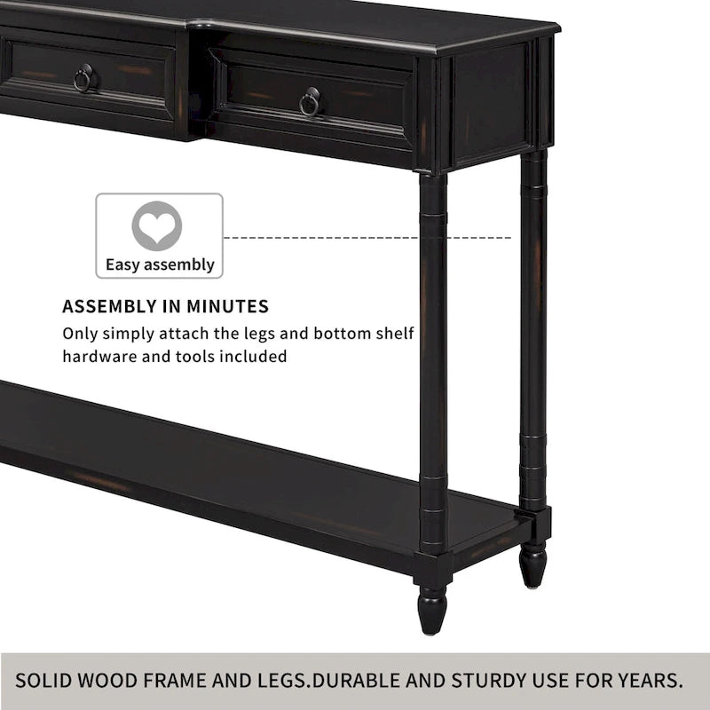 Console de canapé à 3 tiroirs pour entrée - 13,00 x 52,00 x 34,30
