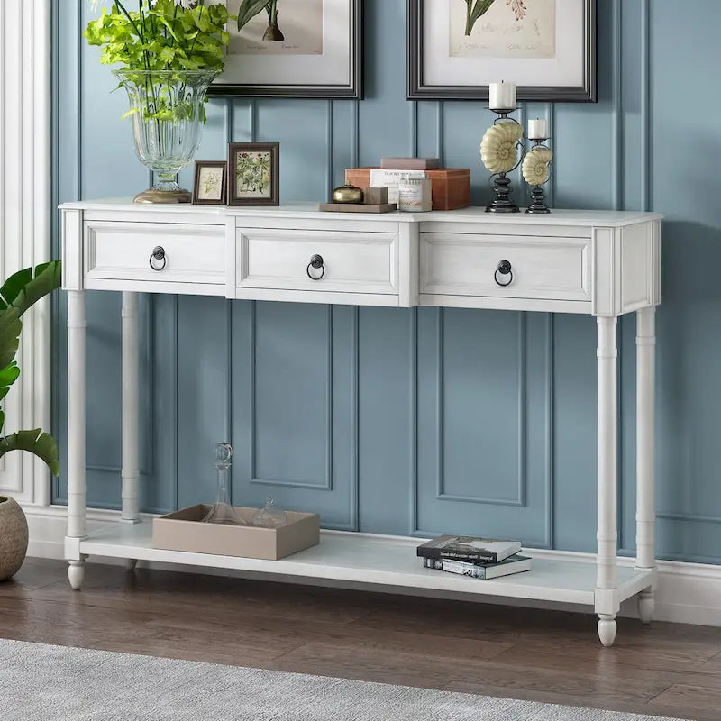 Console de canapé à 3 tiroirs pour entrée - 13,00 x 52,00 x 34,30