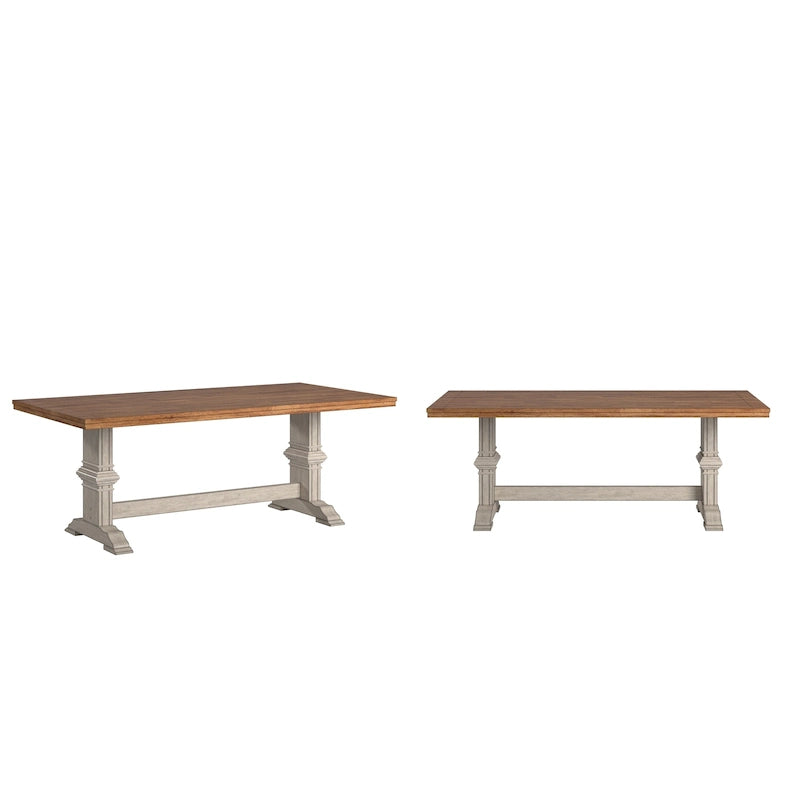 Table de salle à manger Ronda en bois massif bicolore à plateau rectangulaire