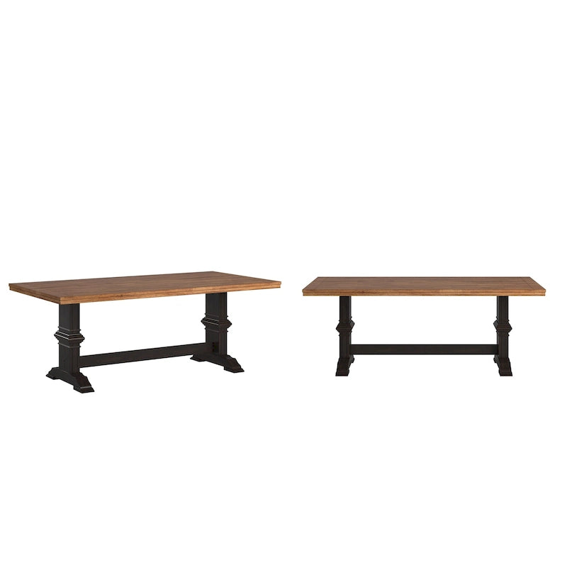 Table de salle à manger Ronda en bois massif bicolore à plateau rectangulaire