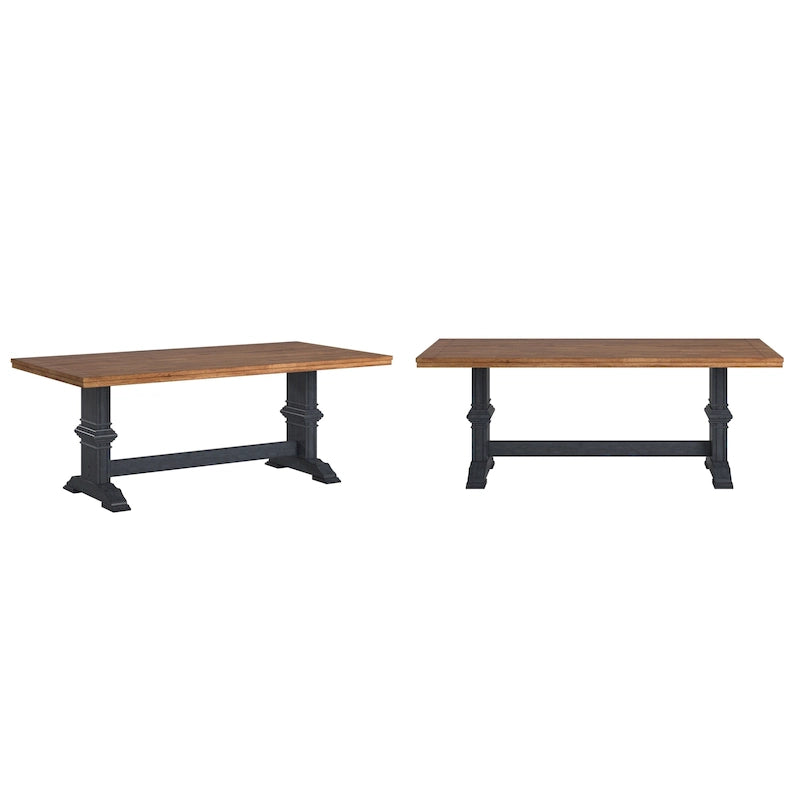 Table de salle à manger Ronda en bois massif bicolore à plateau rectangulaire