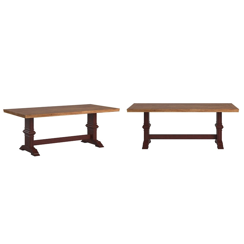 Table de salle à manger Ronda en bois massif bicolore à plateau rectangulaire