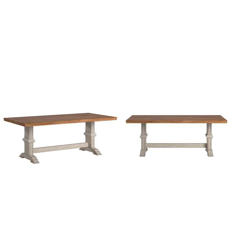 Table de salle à manger Ronda en bois massif bicolore à plateau rectangulaire