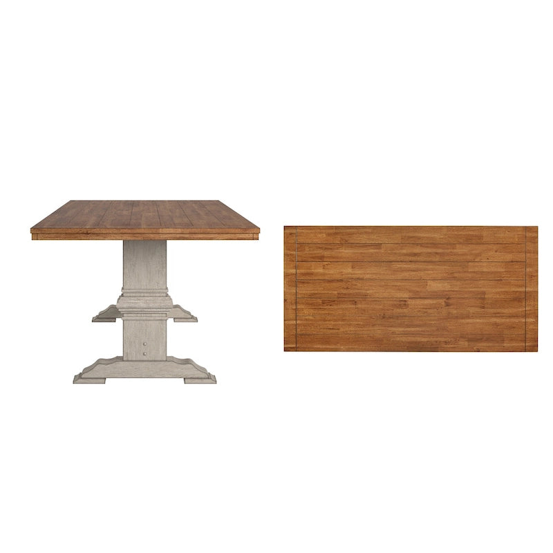 Table de salle à manger Ronda en bois massif bicolore à plateau rectangulaire