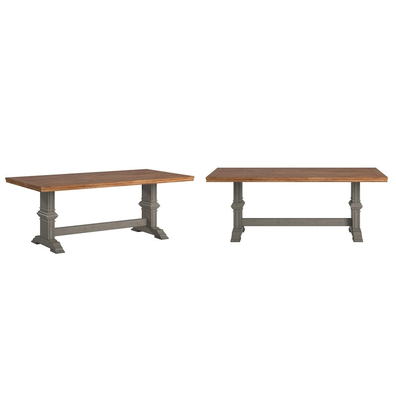 Table de salle à manger Ronda en bois massif bicolore à plateau rectangulaire