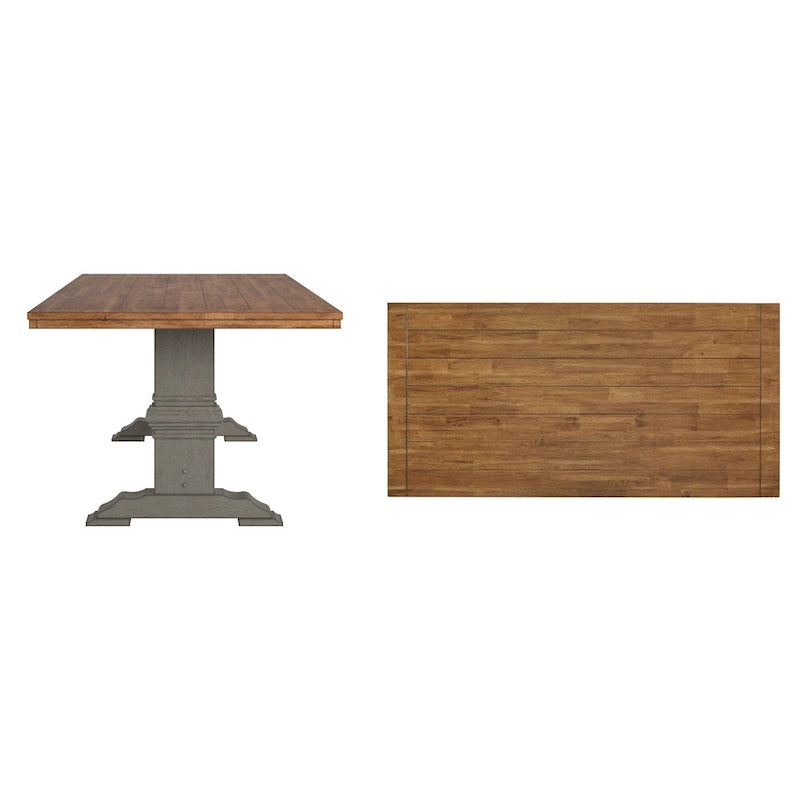 Table de salle à manger Ronda en bois massif bicolore à plateau rectangulaire