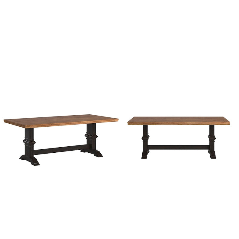 Table de salle à manger Ronda en bois massif bicolore à plateau rectangulaire