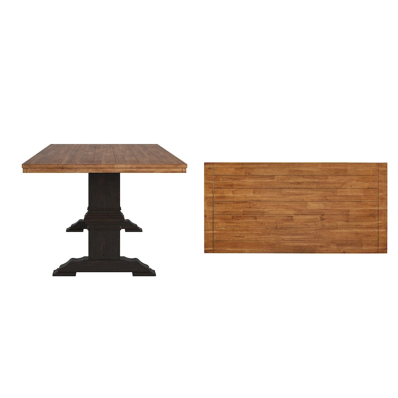 Table de salle à manger Ronda en bois massif bicolore à plateau rectangulaire