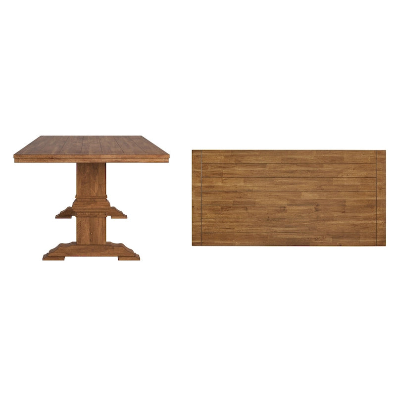 Table de salle à manger Ronda en bois massif bicolore à plateau rectangulaire