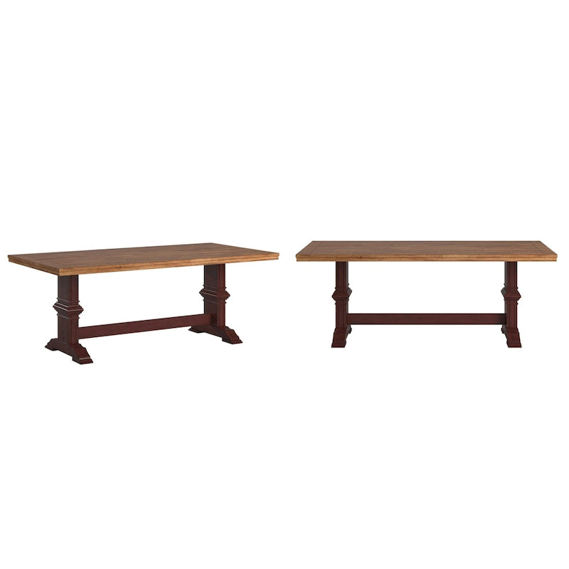 Table de salle à manger Ronda en bois massif bicolore à plateau rectangulaire