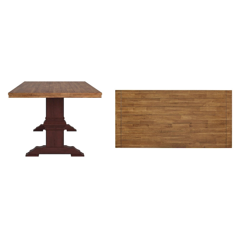 Table de salle à manger Ronda en bois massif bicolore à plateau rectangulaire