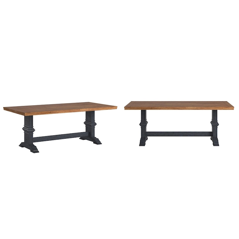 Table de salle à manger Ronda en bois massif bicolore à plateau rectangulaire