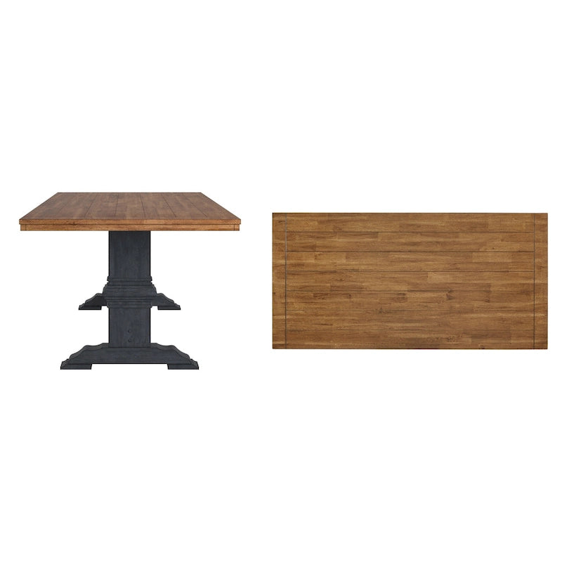 Table de salle à manger Ronda en bois massif bicolore à plateau rectangulaire