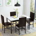 Ensemble table et chaises de salle à manger moderne pour 4 personnes, ensemble de salle à manger en faux marbre avec 4 chaises rembourrées en cuir PU pour salon, cuisine.