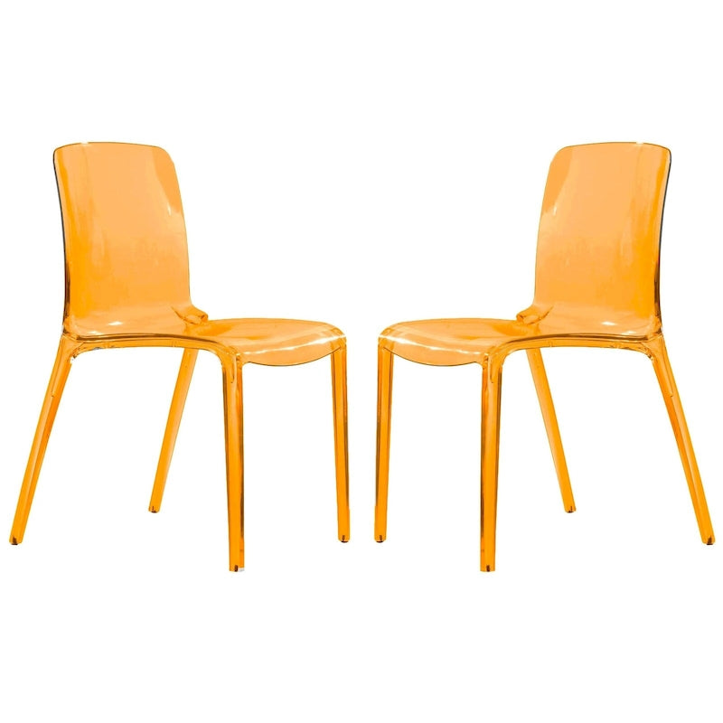 Chaise de salle à manger empilable en acrylique, minimaliste, en plastique, moderne, avec dossier intégral, transparente, d'appoint, pour cuisine, lot de 2