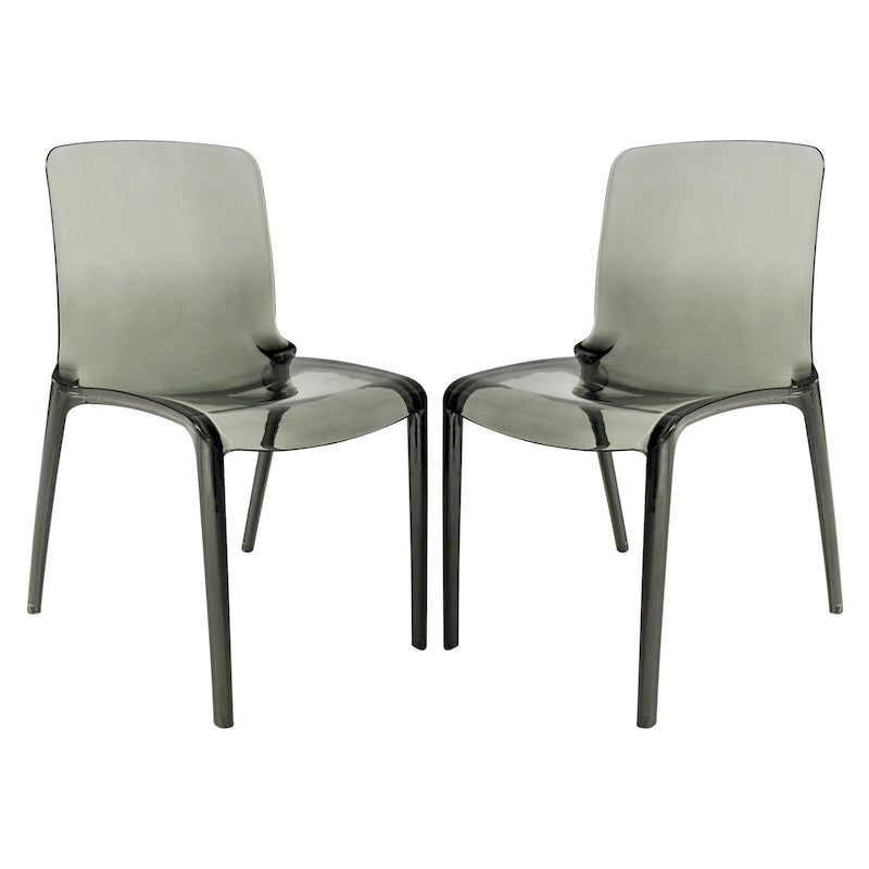Chaise de salle à manger empilable en acrylique, minimaliste, en plastique, moderne, avec dossier intégral, transparente, d'appoint, pour cuisine, lot de 2