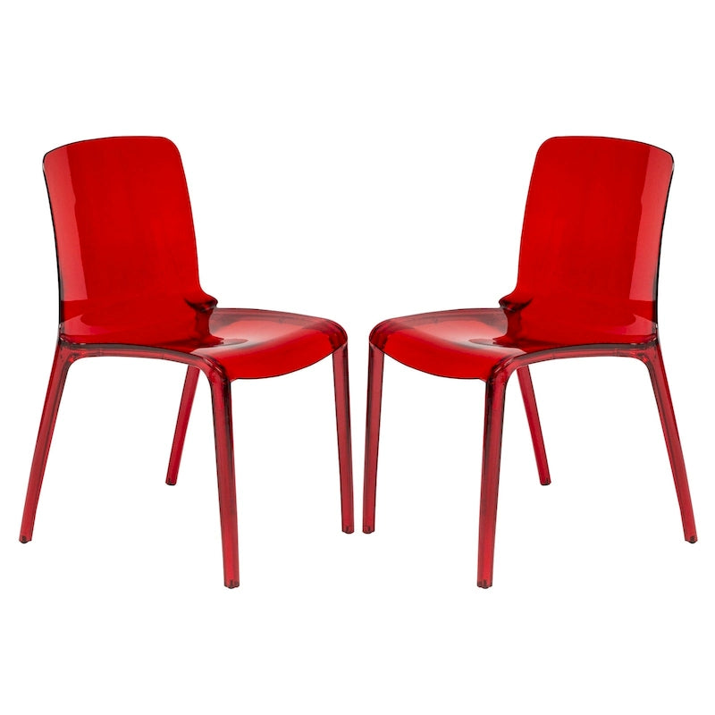 Chaise de salle à manger empilable en acrylique, minimaliste, en plastique, moderne, avec dossier intégral, transparente, d'appoint, pour cuisine, lot de 2
