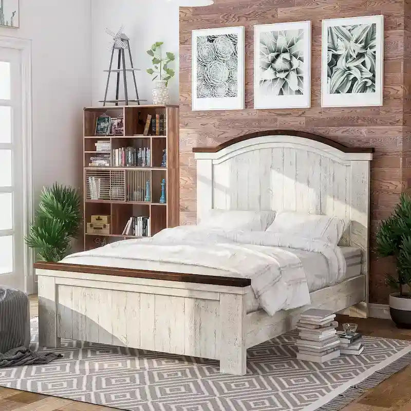 Ynez Farmhouse Blanc Pin 3-Pièces Panneau Chambre à coucher avec Port USB par