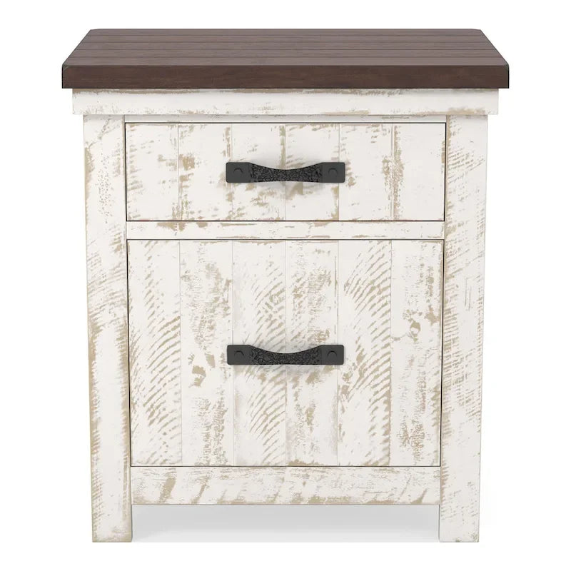 Ynez Farmhouse Blanc Pin 3-Pièces Panneau Chambre à coucher avec Port USB par