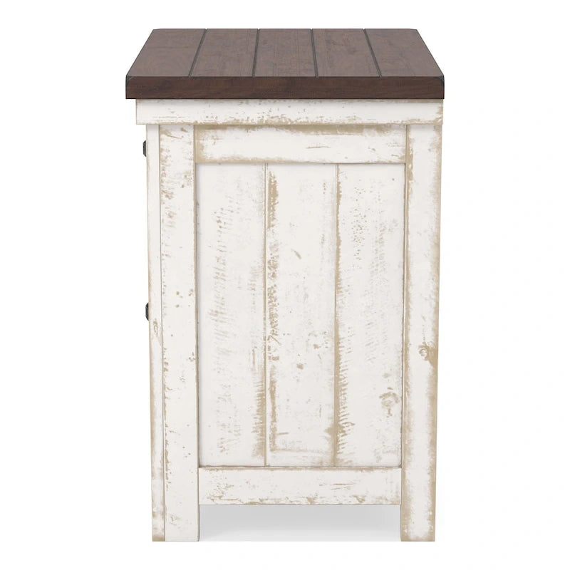 Ynez Farmhouse Blanc Pin 3-Pièces Panneau Chambre à coucher avec Port USB par