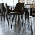 Tabouret de bar commercial en similicuir LeatherSoft avec pieds et repose-pieds en métal - Lot de 2 - 47 cm L x 51 cm P x 110 cm H