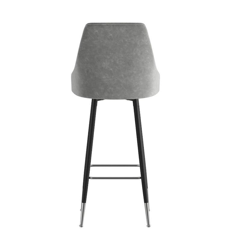 Tabouret de bar commercial en similicuir LeatherSoft avec pieds et repose-pieds en métal - Lot de 2 - 47 cm L x 51 cm P x 110 cm H