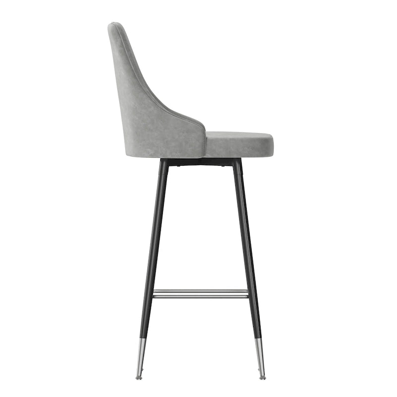 Tabouret de bar commercial en similicuir LeatherSoft avec pieds et repose-pieds en métal - Lot de 2 - 47 cm L x 51 cm P x 110 cm H