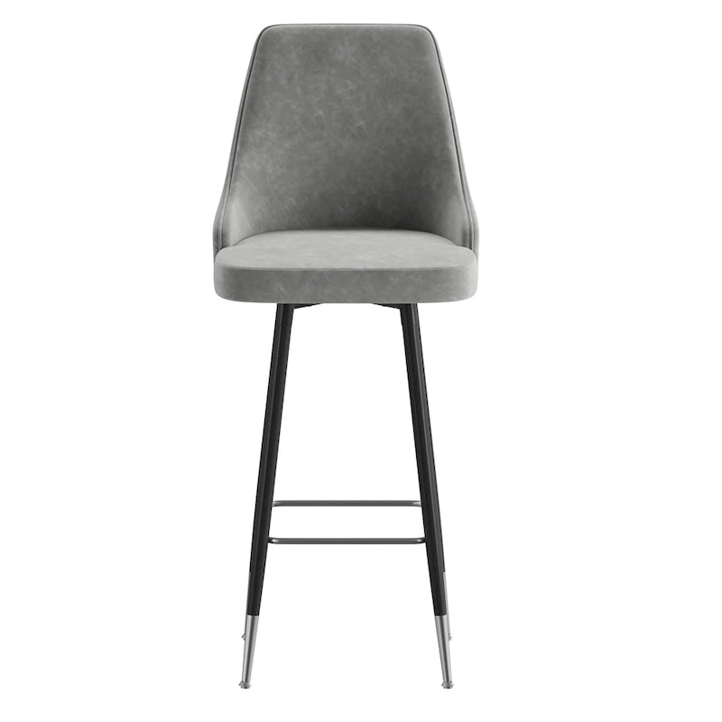 Tabouret de bar commercial en similicuir LeatherSoft avec pieds et repose-pieds en métal - Lot de 2 - 47 cm L x 51 cm P x 110 cm H