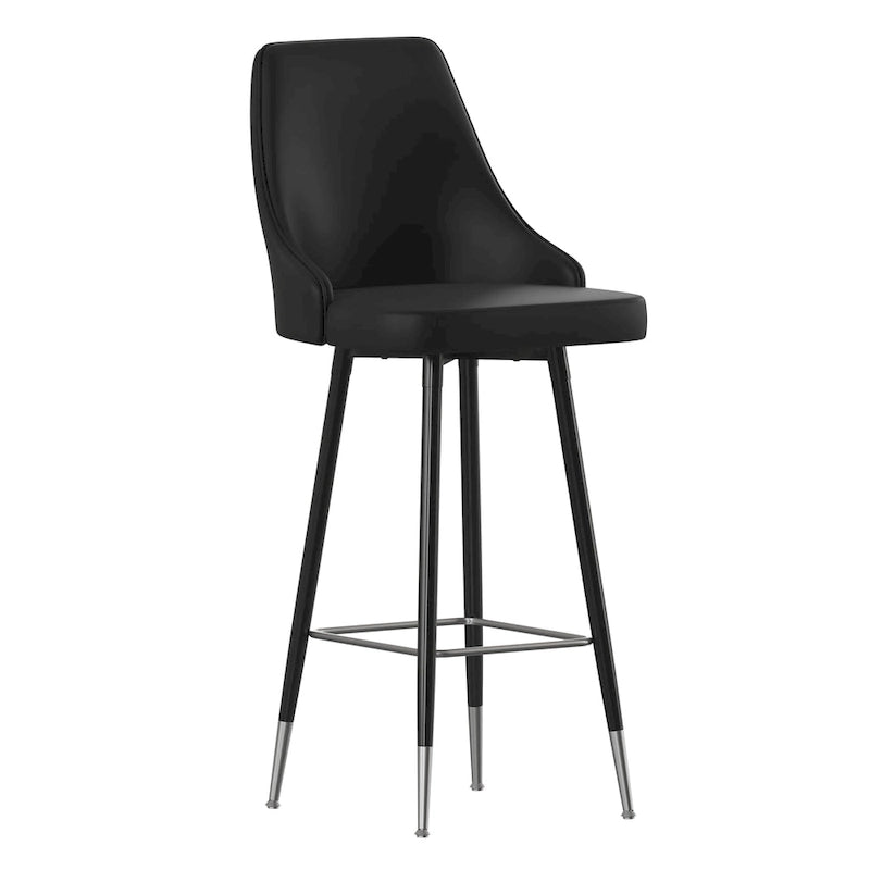 Tabouret de bar commercial en similicuir LeatherSoft avec pieds et repose-pieds en métal - Lot de 2 - 47 cm L x 51 cm P x 110 cm H