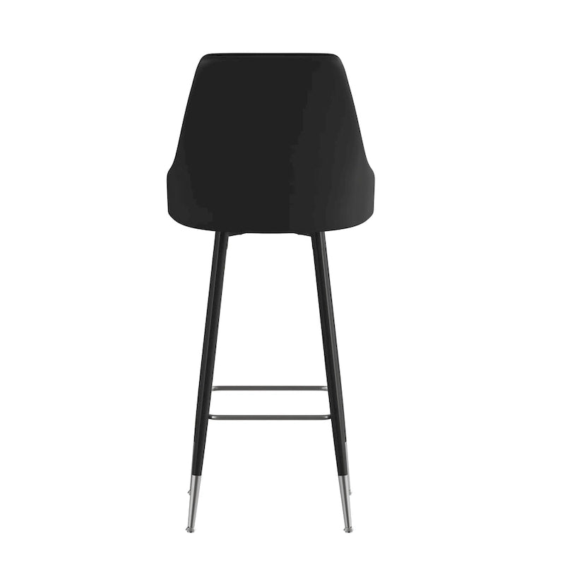 Tabouret de bar commercial en similicuir LeatherSoft avec pieds et repose-pieds en métal - Lot de 2 - 47 cm L x 51 cm P x 110 cm H